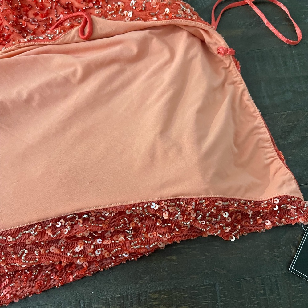 NWT Retrofete Mich Sequin Mini Dress Peach Coral Ombrè Sz L Sexy Cocktail Party - Picture 15 of 16
